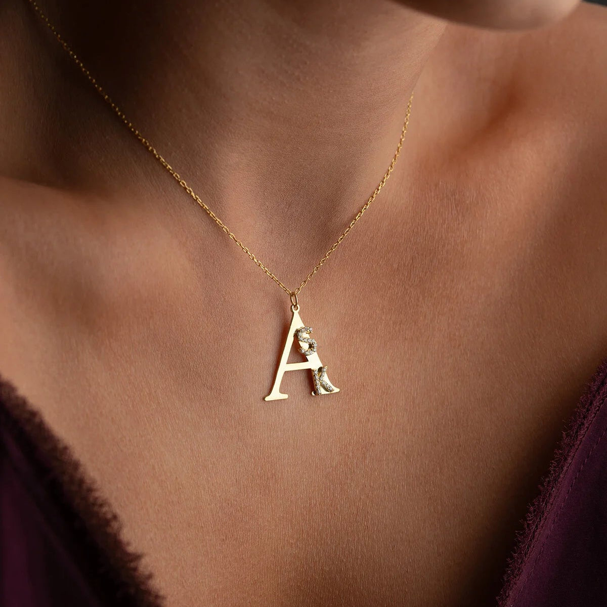 Personalized Three Initial Necklace | Gold Plated 925 Silver