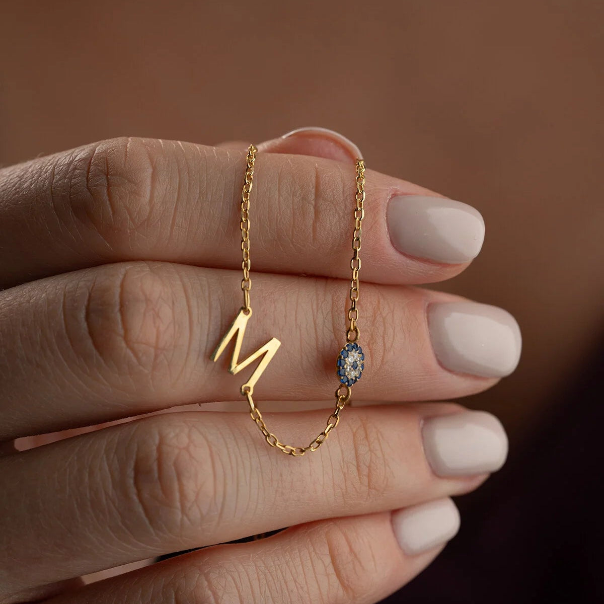 Gepersonaliseerde Letter Nazar Ketting | Verguld 925 Zilver