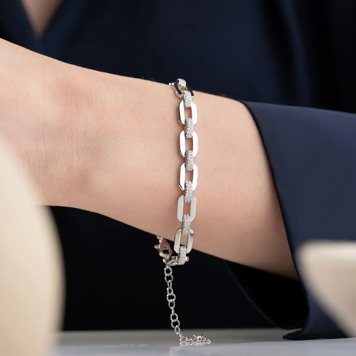 Silver Chain Design Bracelet