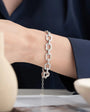 Silver chain bracelet with baguette stone