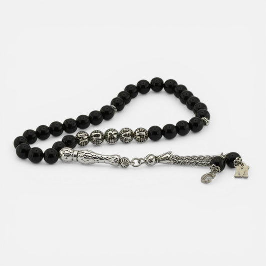 Tesbih mit Namen | Onyx Stein | Holzbox