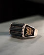 Black Stone Ottoman Coat of Arms Silver Ring