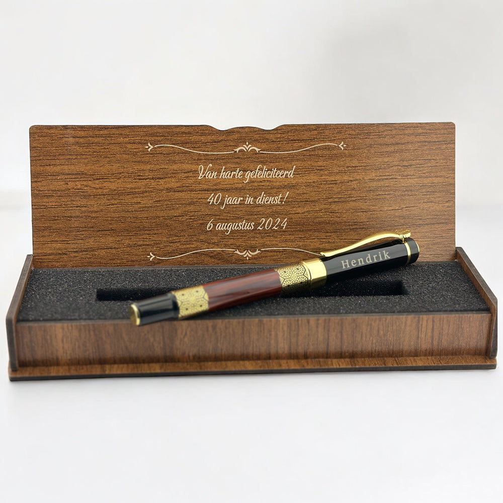 Stylo Roller Personnalisé avec Prénom & Coffret en Bois