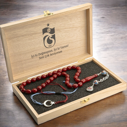 Bordo Mavi Ateş Kehribar Ayyıldız Bileklik Kombini