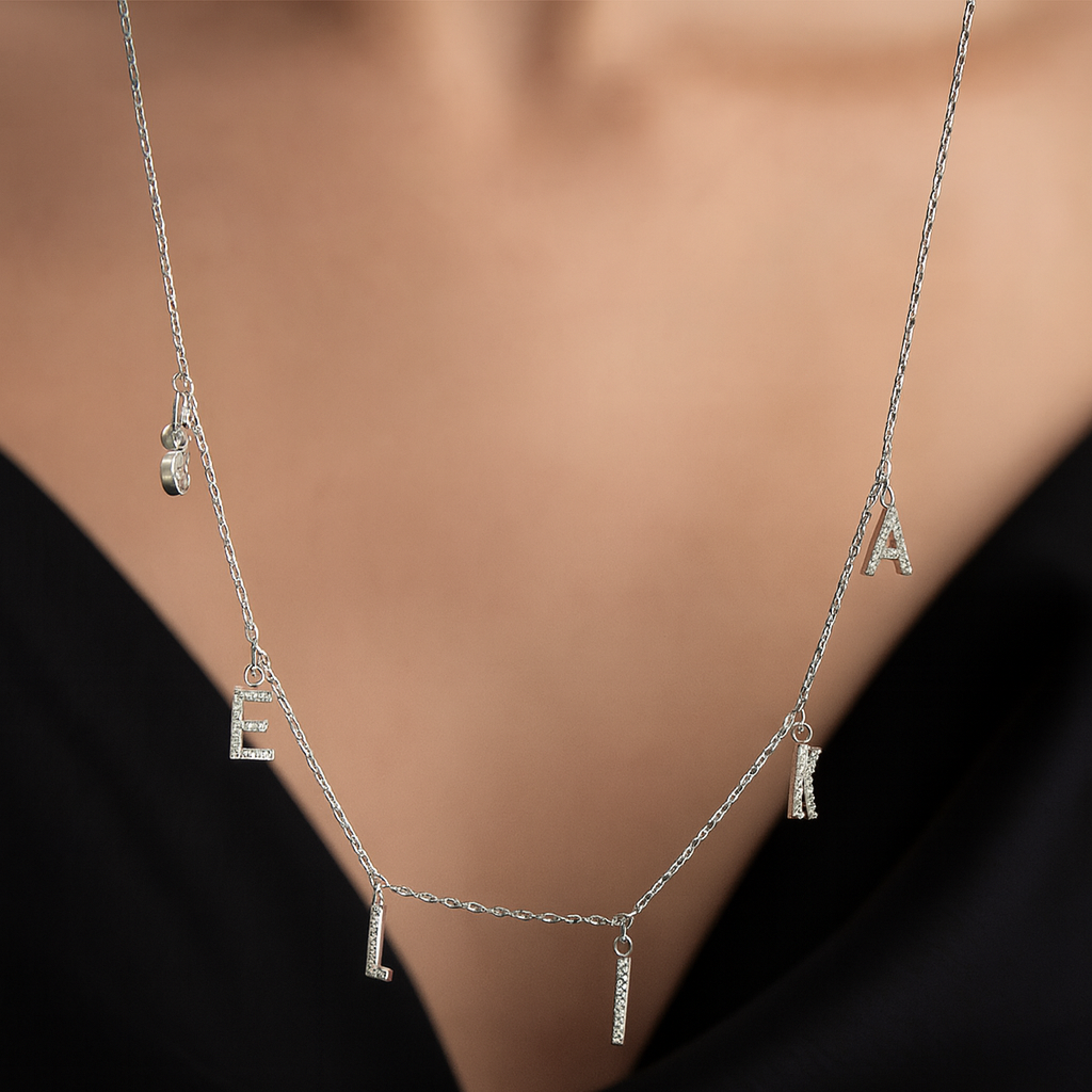 Aurora Name Necklace – 925 Sterling Silver & Zircon
