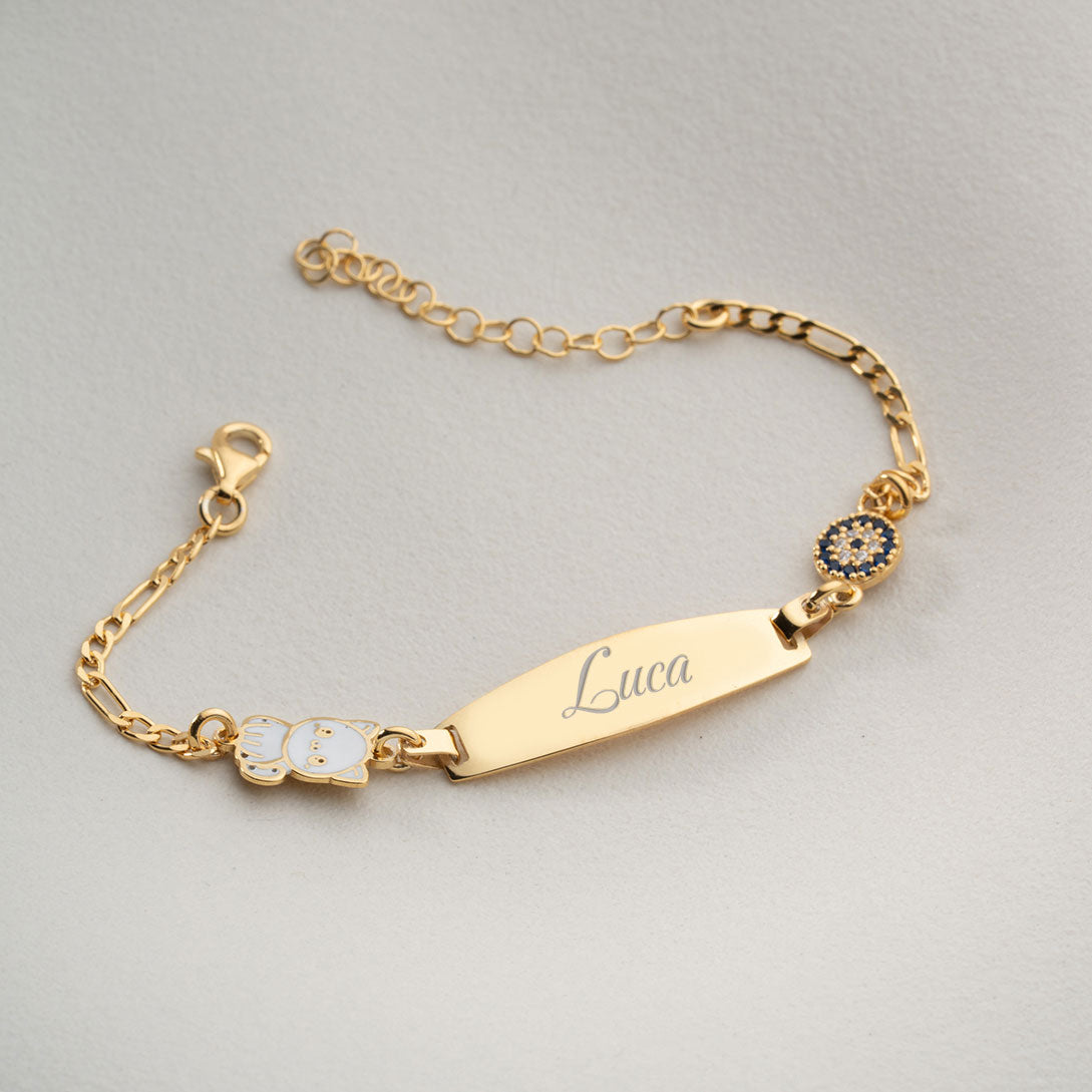 925 Set Silver Cat Figured Children's Bracelet