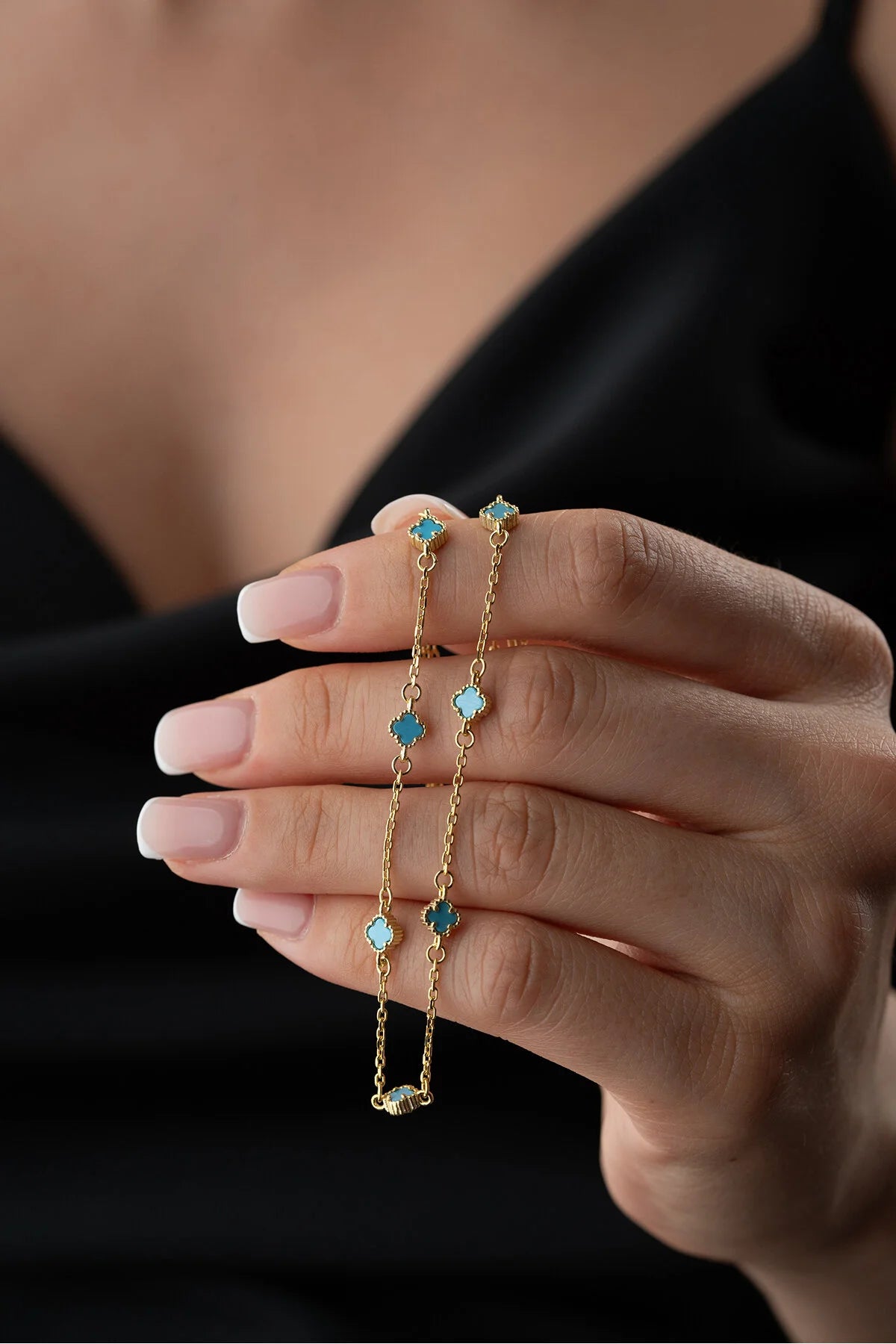 Luckyblue 925 - Turquoise Stone Clover Necklace