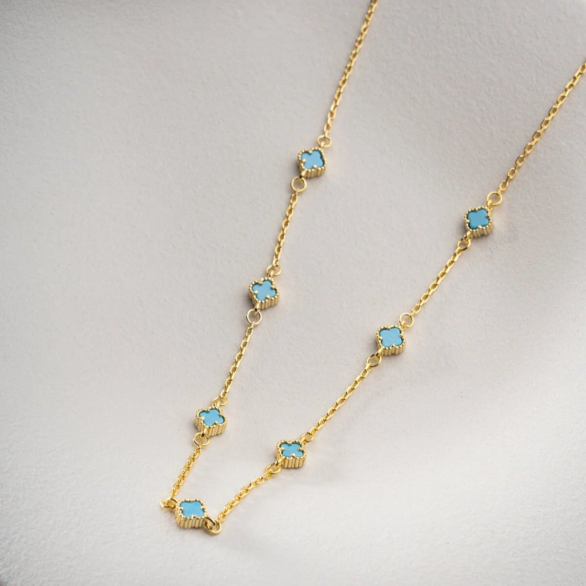 Luckyblue 925 - Turquoise Stone Clover Necklace