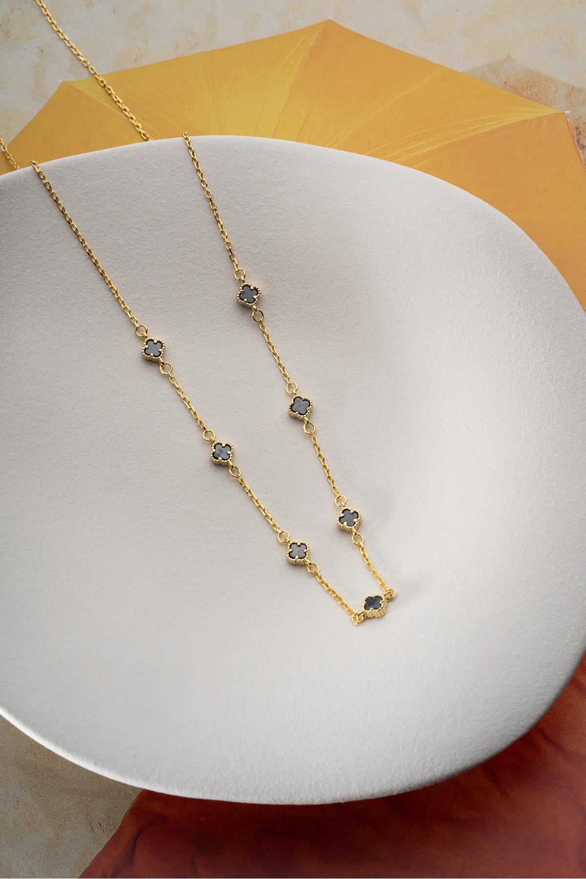 MidnightClover 925 - Black Clover Stone Necklace