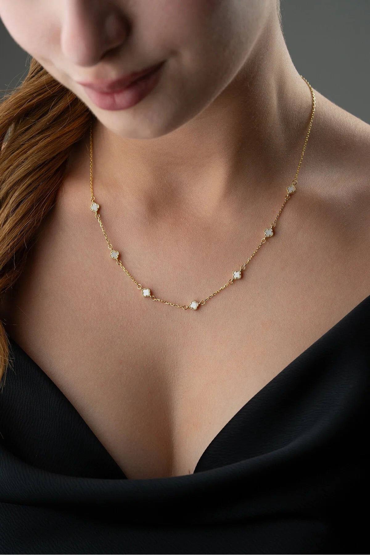 Pureclover 925 - Collier de pierre de trèfle blanc