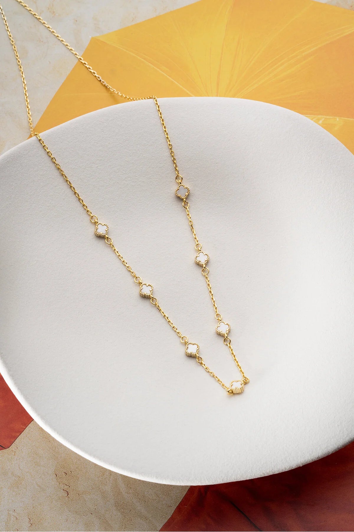 Pureclover 925 - Collier de pierre de trèfle blanc