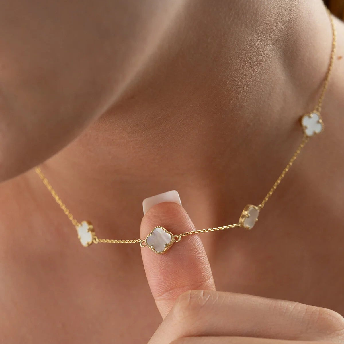 Pureclover 925 - White Clover Stone Necklace 1