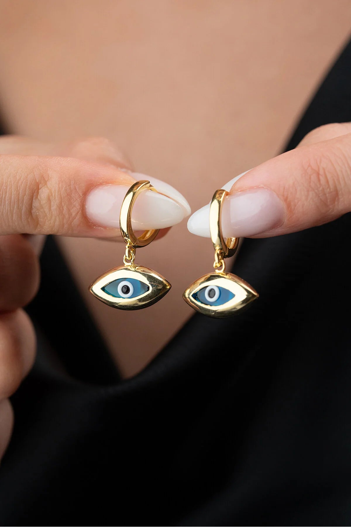 925er Silber Ohrringe mit Auge– 925er Silber – Blue Aura