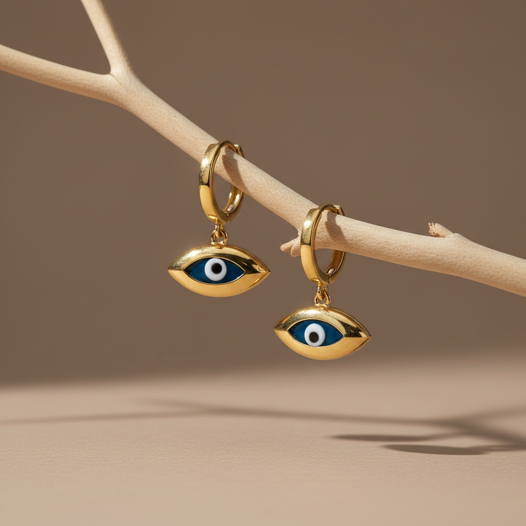 925 Boucles d'oreilles pour les yeux en argent sterling - Aura bleue