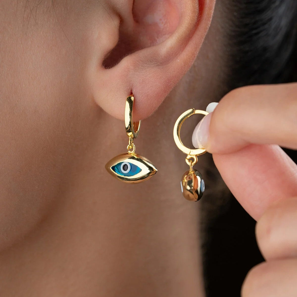 925er Silber Ohrringe mit Auge– 925er Silber – Blue Aura