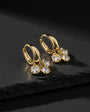 Three stones shaking earrings - gold plated