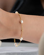 Pearl detail gold plated elegant bracelet