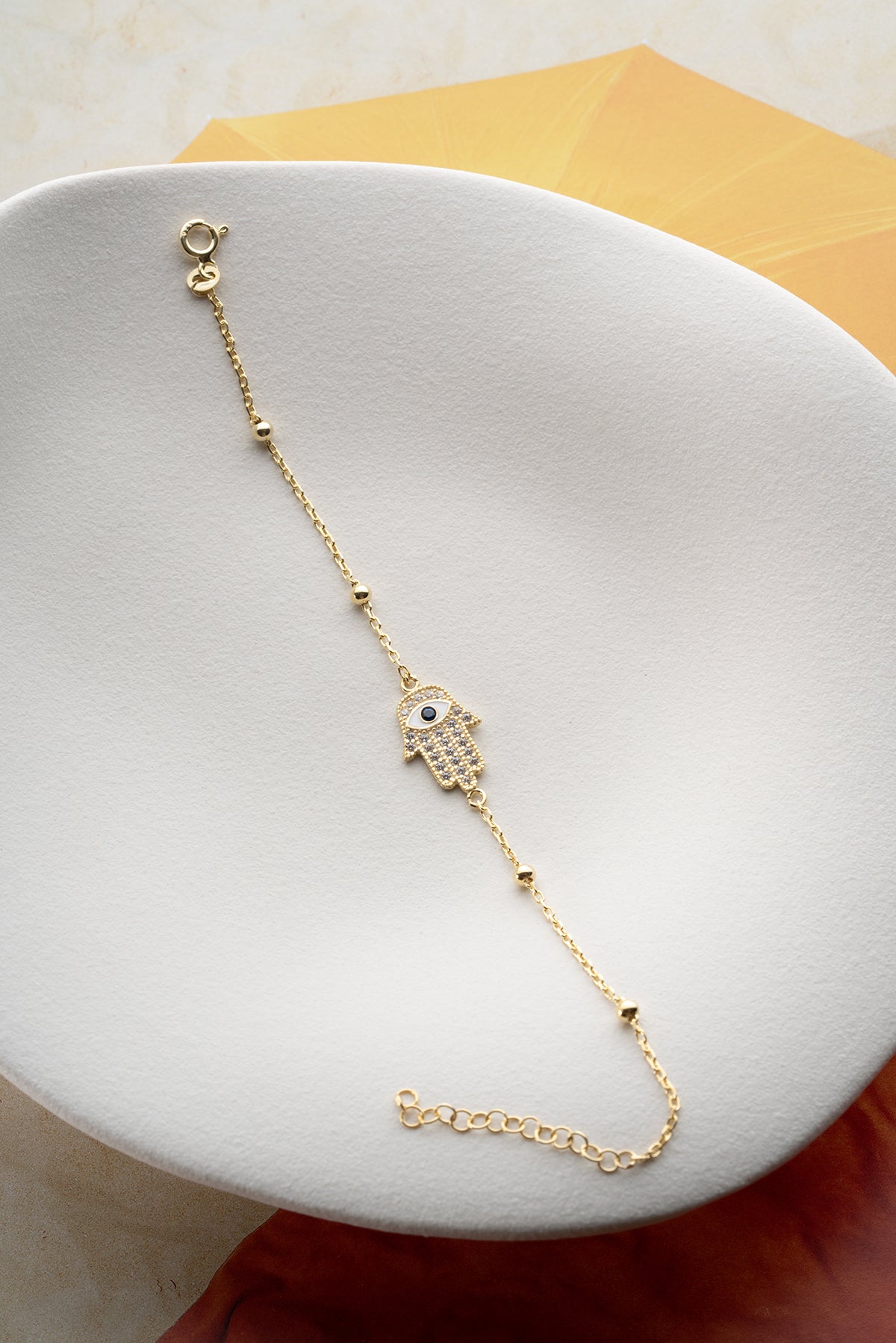 Hamsa Figürlü Altın Kaplama Bileklik