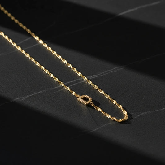 925 Sterling Silber Kette mit Buchstabenanhänger und Zirkonia