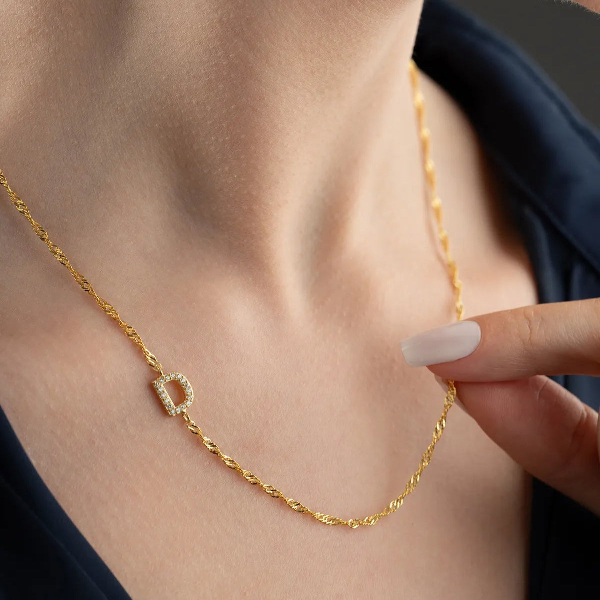 925 Collier détaillé en pierre en argent sterling