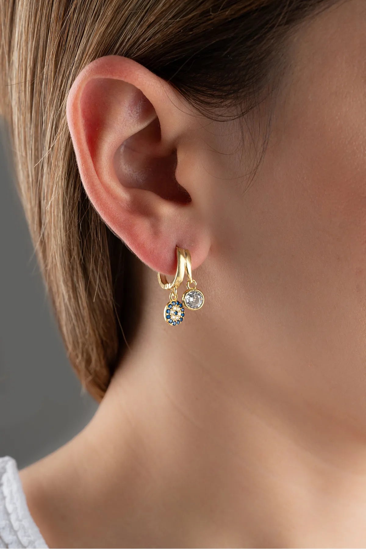 925 Ayar Gümüş Göz Nazarlı Küpe