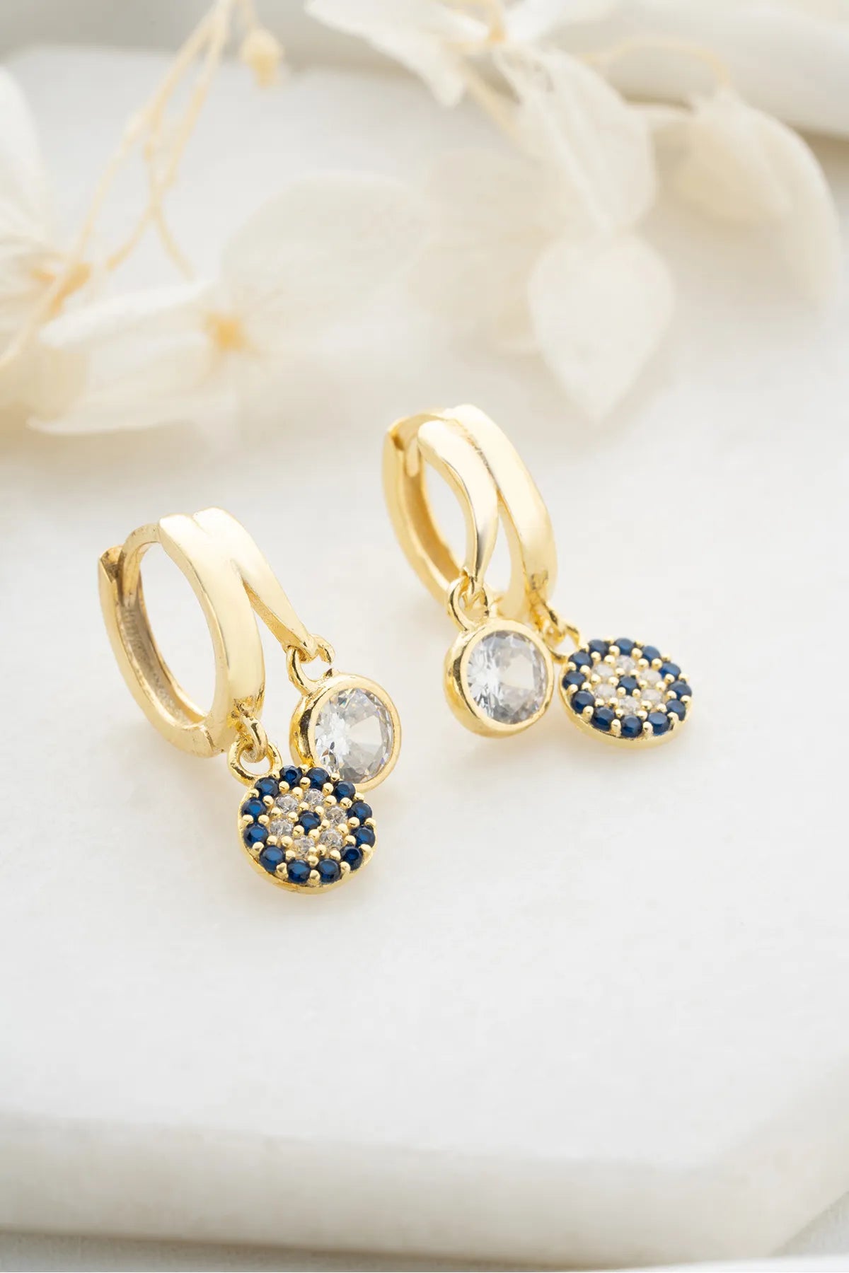 925 Ayar Gümüş Göz Nazarlı Küpe