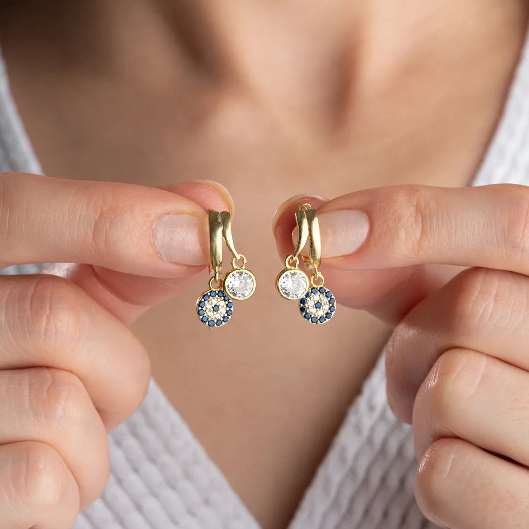 925 Ayar Gümüş Göz Nazarlı Küpe