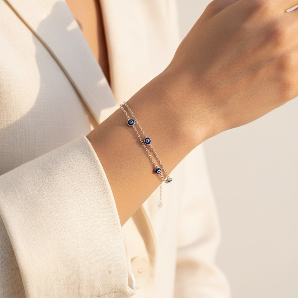 Blaues Nazar-Armband – 925er Silber – Blue Aura

