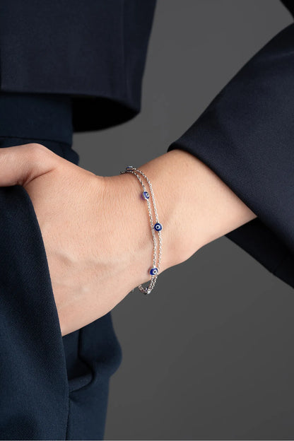 Blaues Nazar-Armband – 925er Silber – Blue Aura

