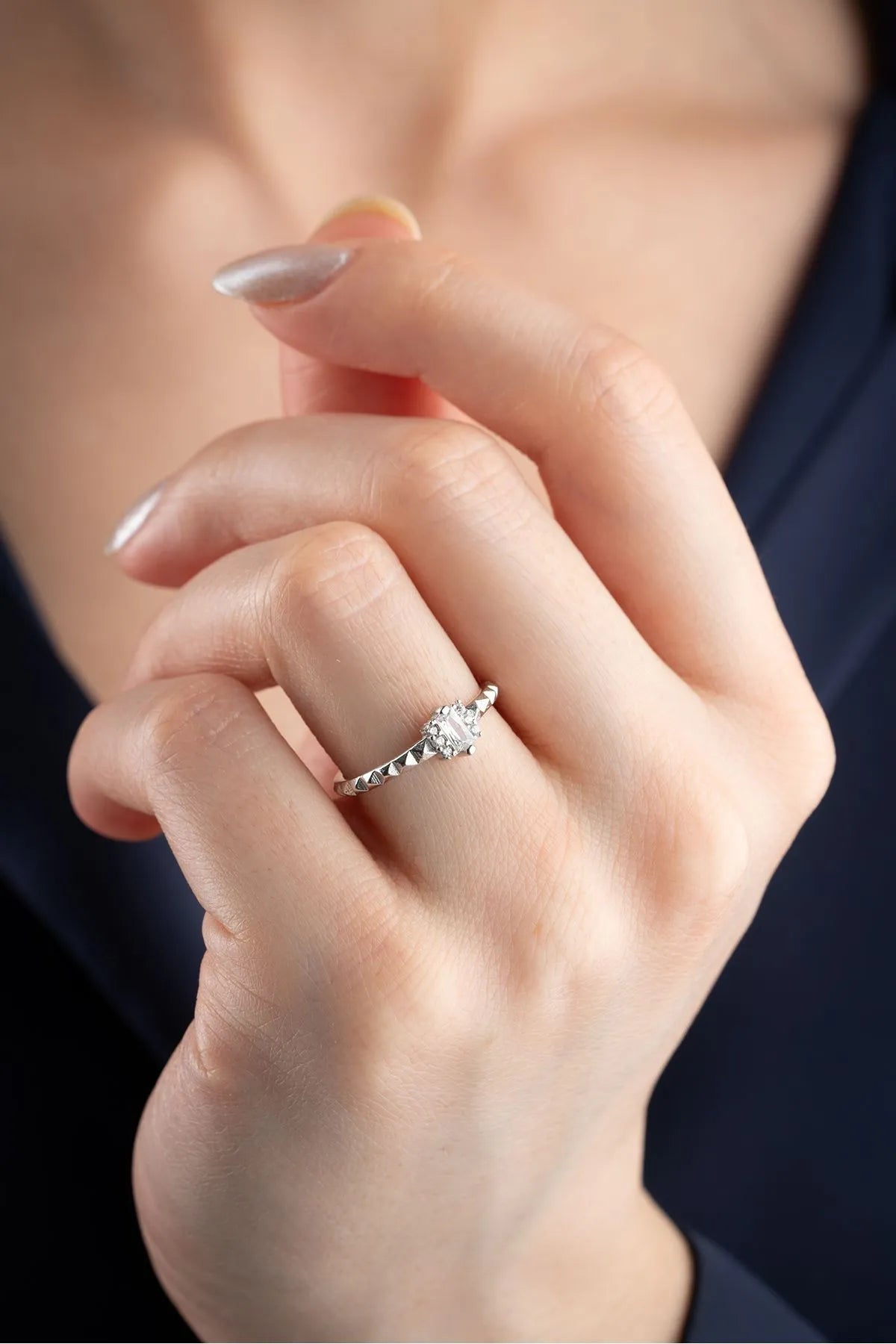 Bague de zircon Baguette - 925 argent sterling