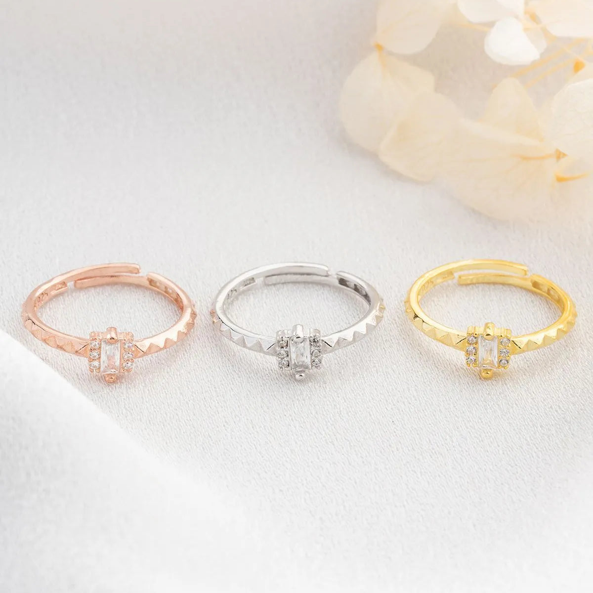 Baguette Zircon Ring - 925 Sterling Silver