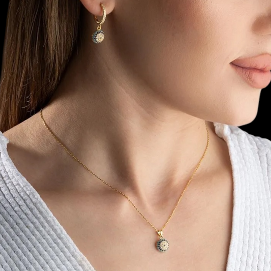 Nazar Halskette & Ohrring Set – 925er Silber