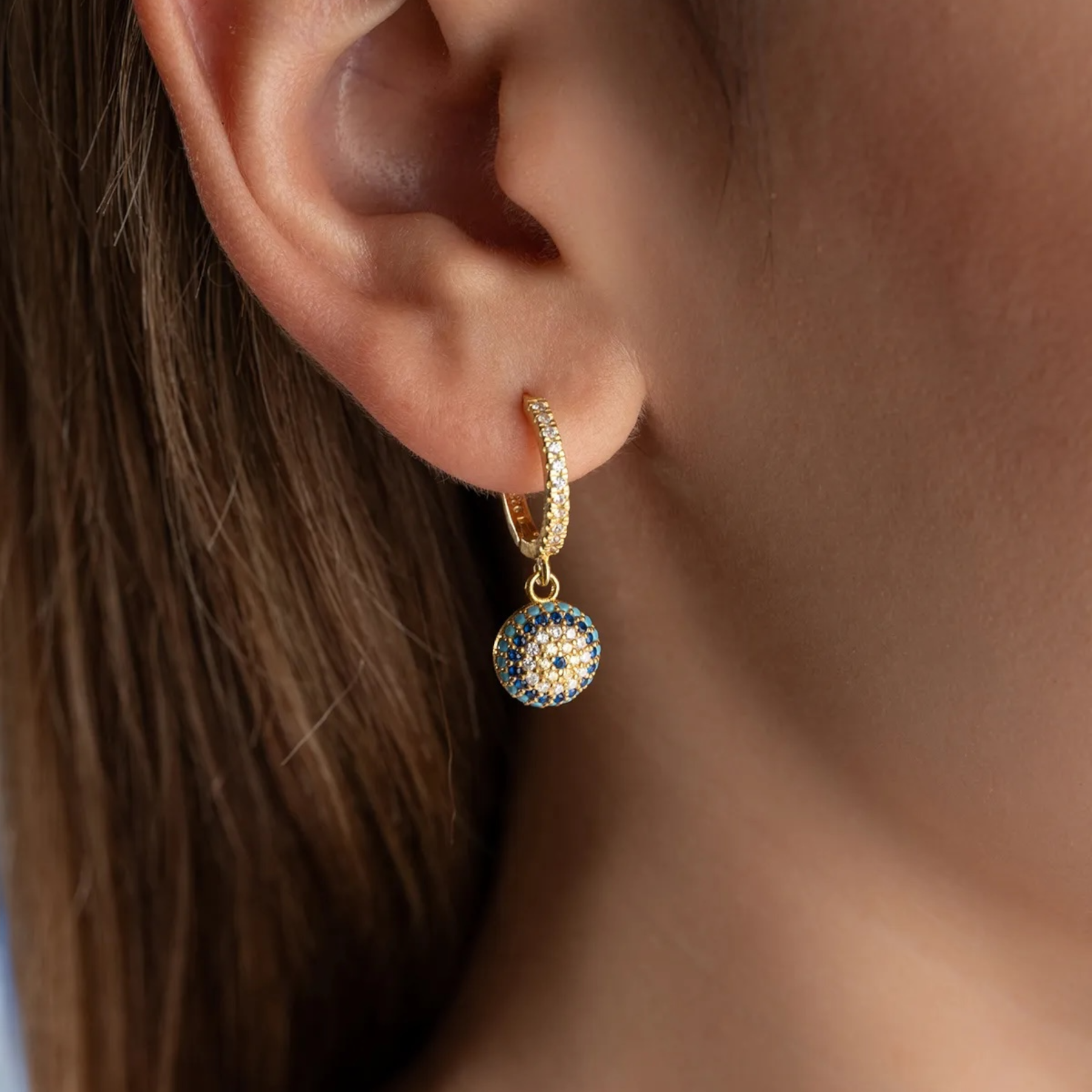 925 boucles d'oreilles pour les yeux en argent sterling