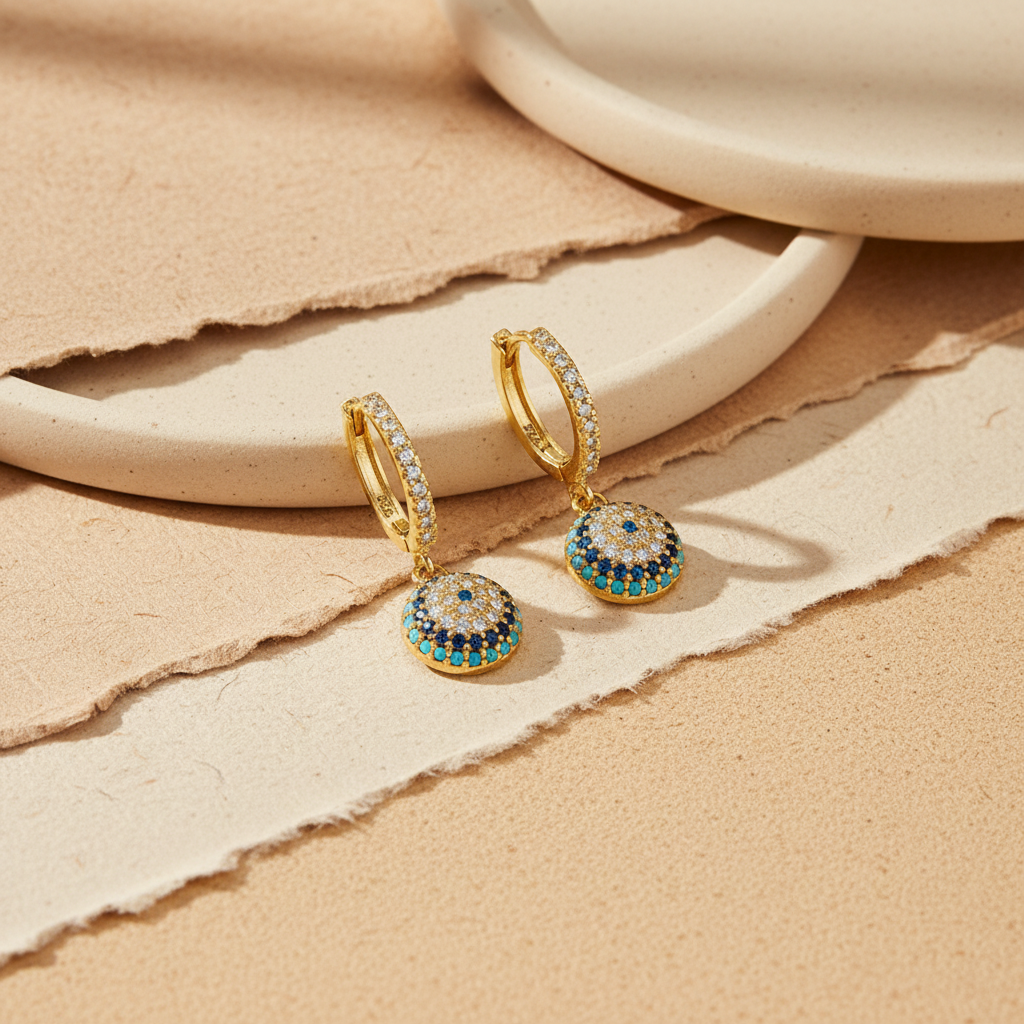 925 boucles d'oreilles pour les yeux en argent sterling