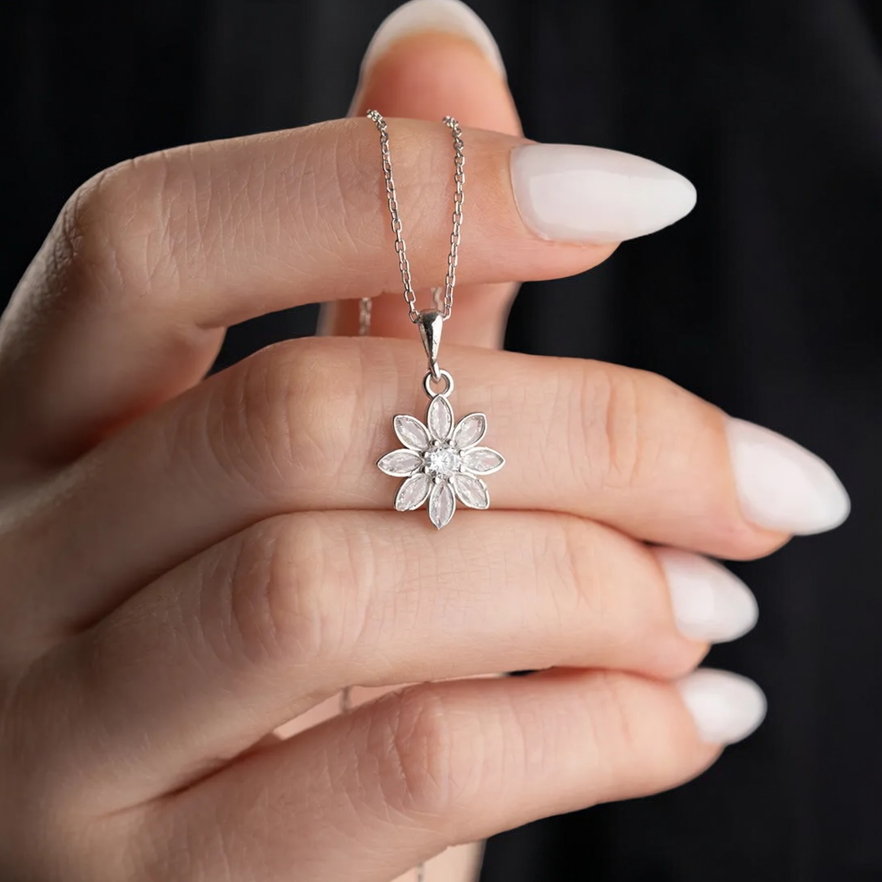 Lotus Flower Silver Necklace