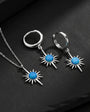 925 Sterling Silver Opal Star Necklace and Earring Set