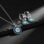 925 Sterling Silver Eye Eye Nazar Necklace Earrings Set