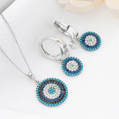 925 Boucles d'oreilles de collier de collier nazar à œil sterling pour les yeux nazar