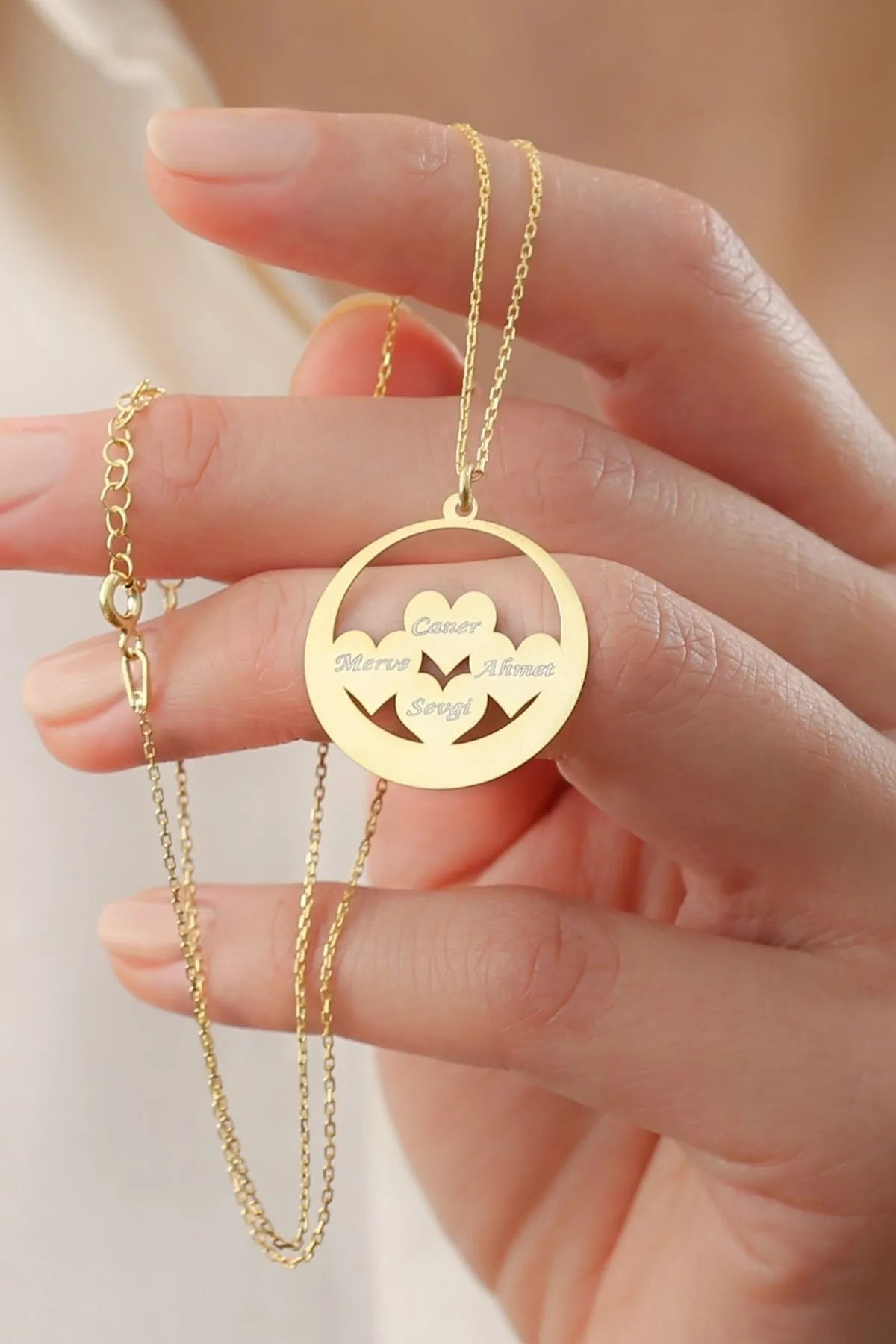 Kalp Aile – 925 Ayar Gümüş Kişiye Özel Kolye