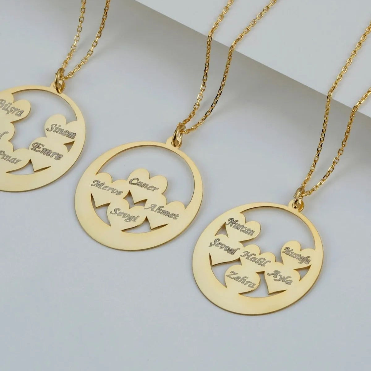 Kalp Aile – 925 Ayar Gümüş Kişiye Özel Kolye