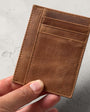 Vintage Slim Kartenetui aus Leder | Cognacbraun