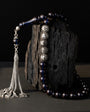My dear father written dark blue fire amber rosary - 925 sterling silver
