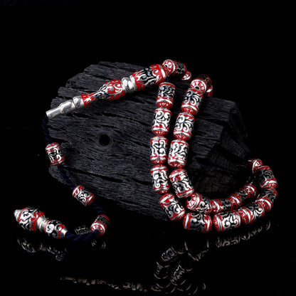 925 Ayar Gümüş Mine İşlemeli Tesbih