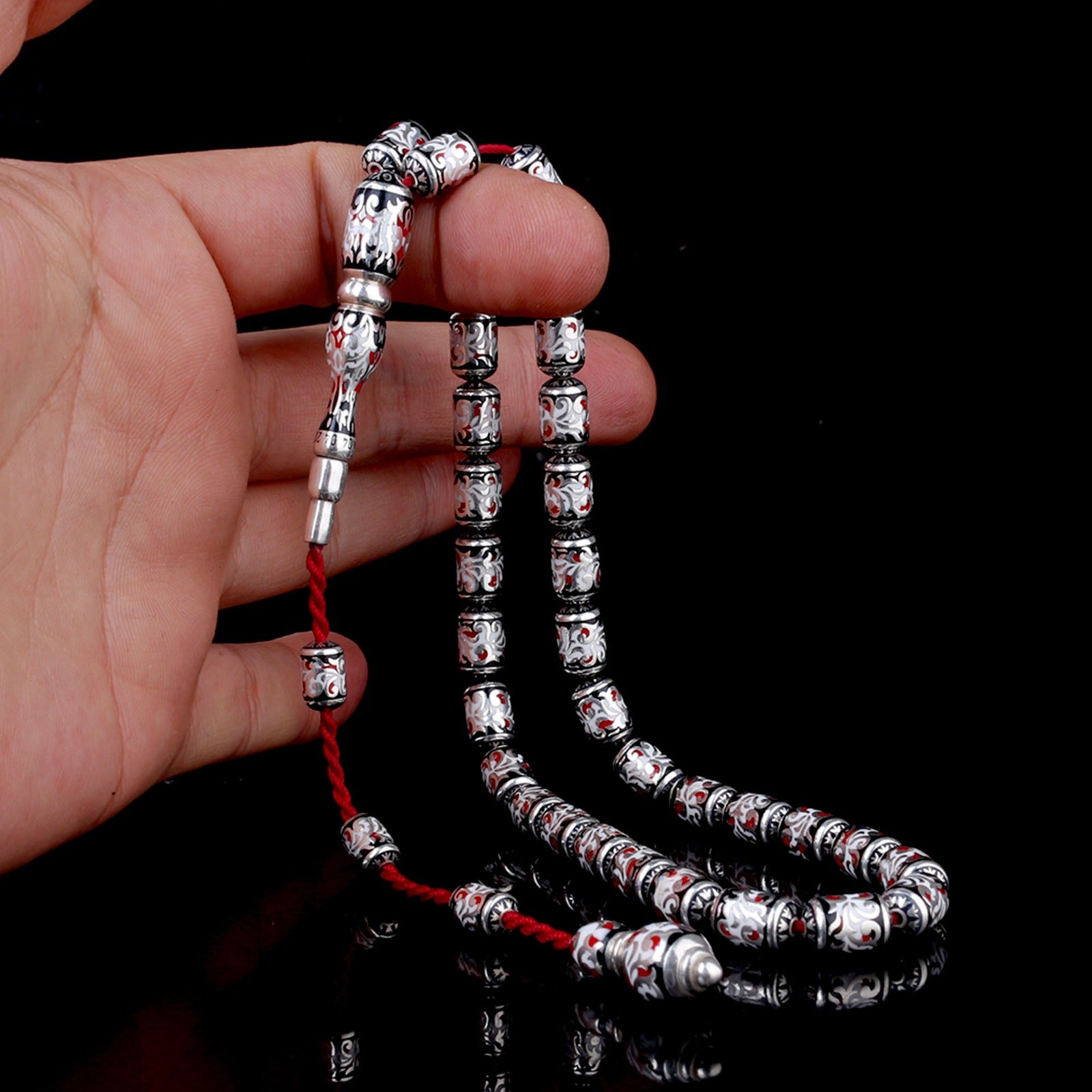 925 Rosaire brodé en émail en argent sterling