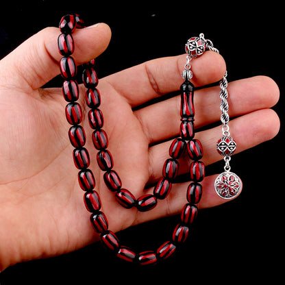 925 Sterling Silver Tassel Enamel Fire Amber