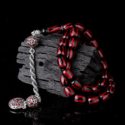 925 Sterling Silver Tassel Enamel Fire Amber