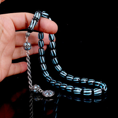 925 Sterling Silver Tassel Enamel Fire Amber