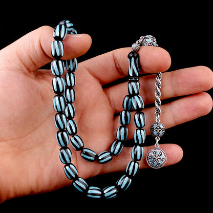 925 Sterling Silver Tassel Enamel Fire Amber