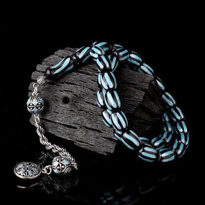 925 Sterling Silver Tassel Enamel Fire Amber