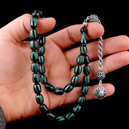 925 Sterling Silver Tassel Enamel Fire Amber